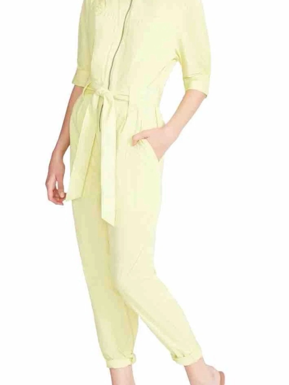 Steve Madden Lemon Yellow Utility Flying Private Jumpsuit with Tie Belt